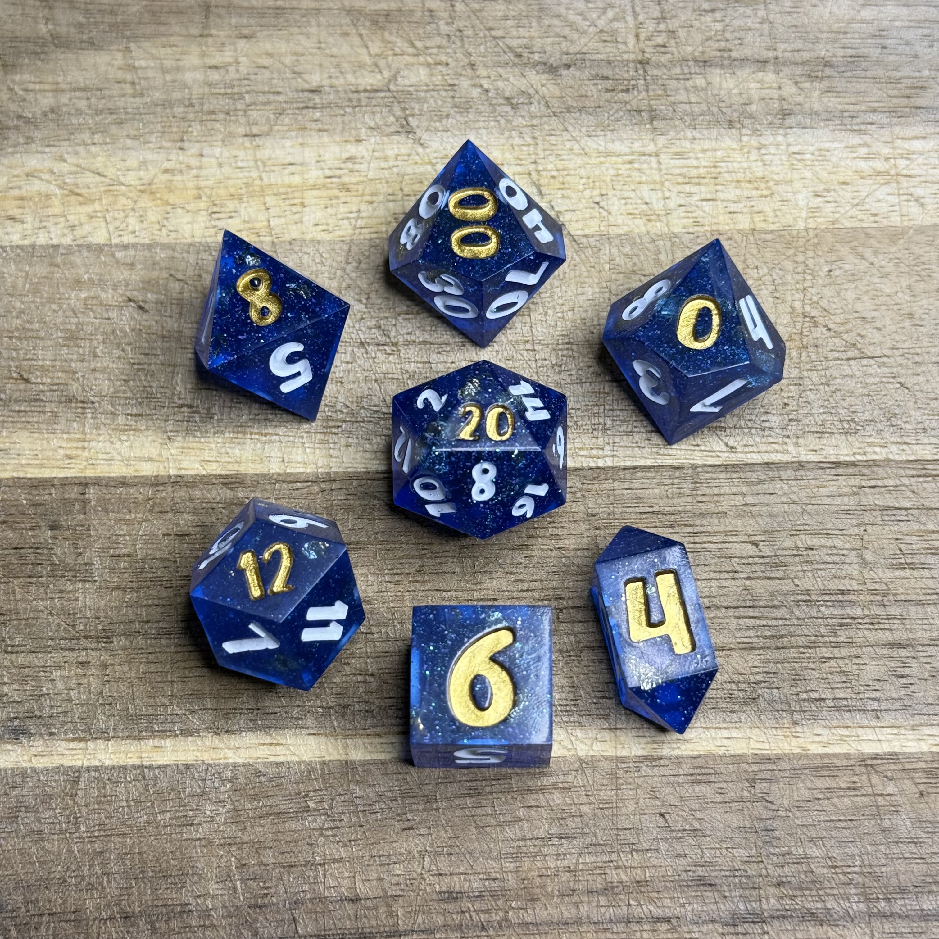 Gilded Cosmos | Blue Resin Dice Set