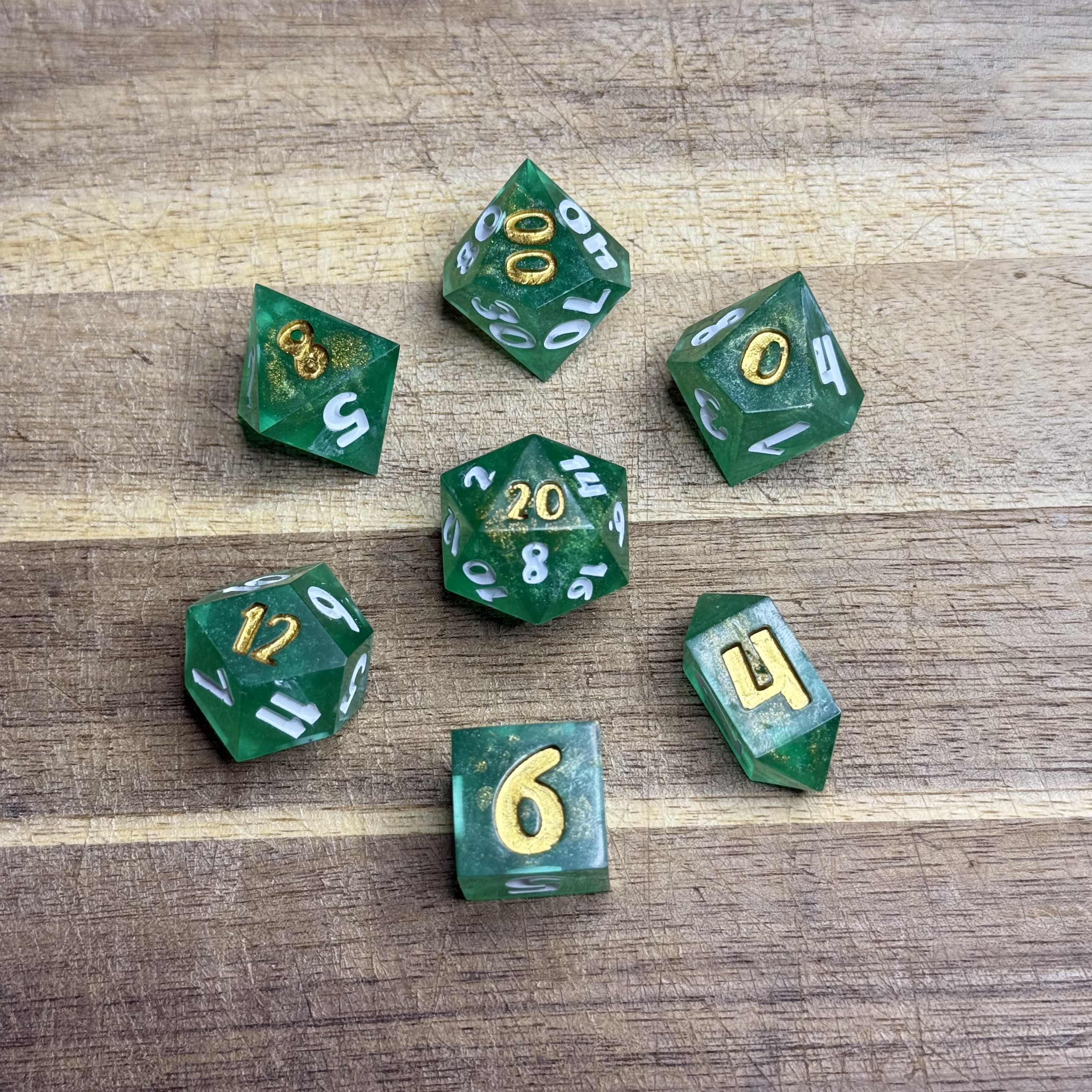 Gilded Verde | Green Resin Dice Set