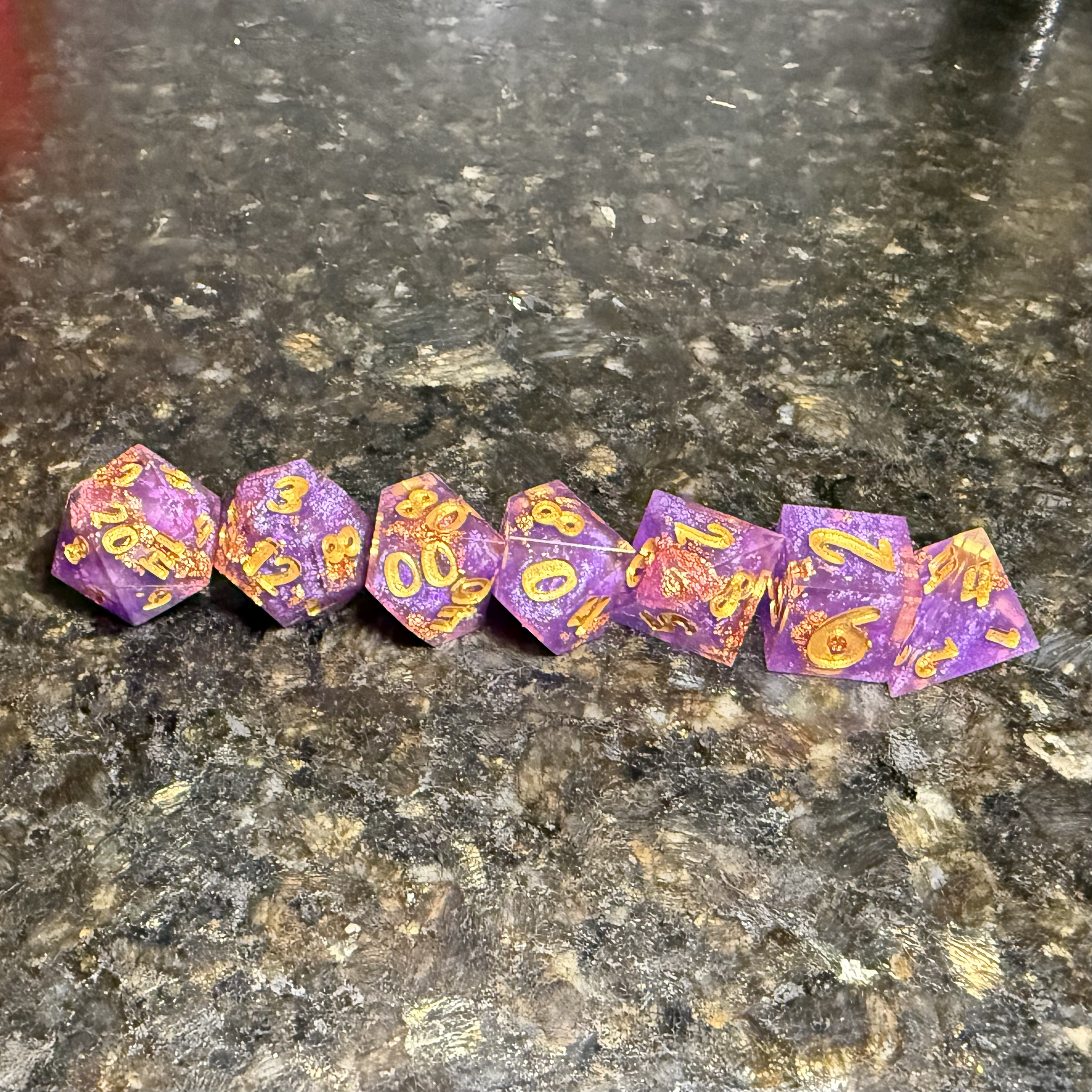 Gilded Amethyst - Resin Dice Set