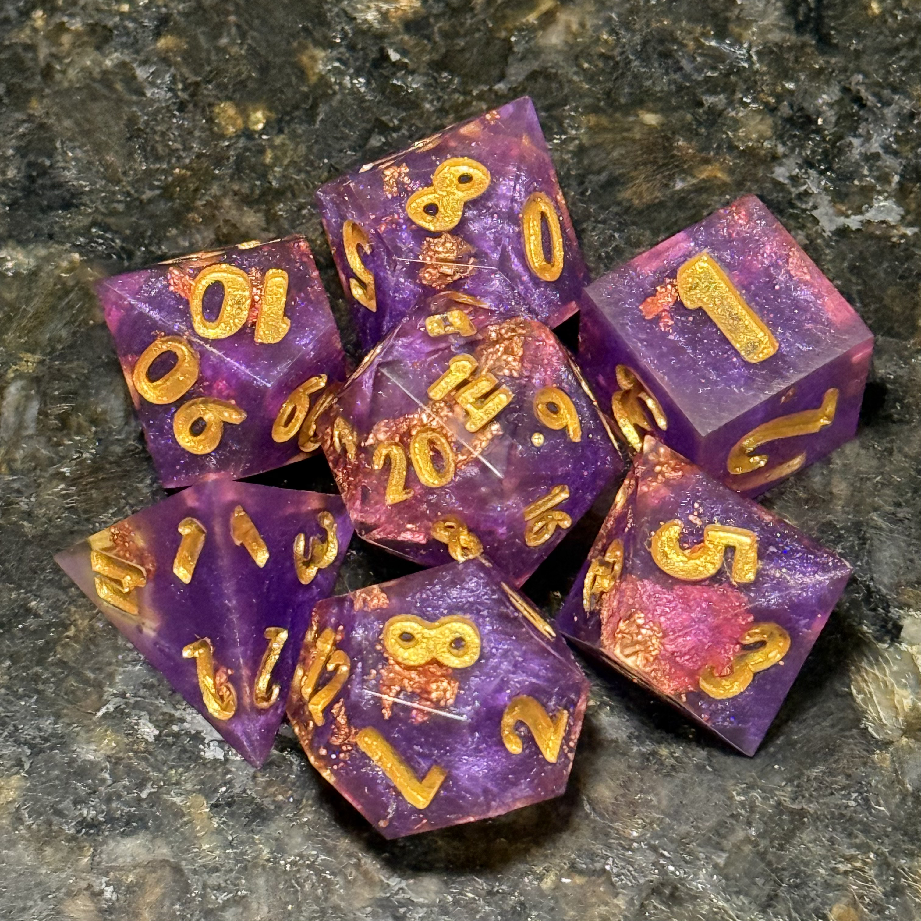 Gilded Amethyst - Resin Dice Set