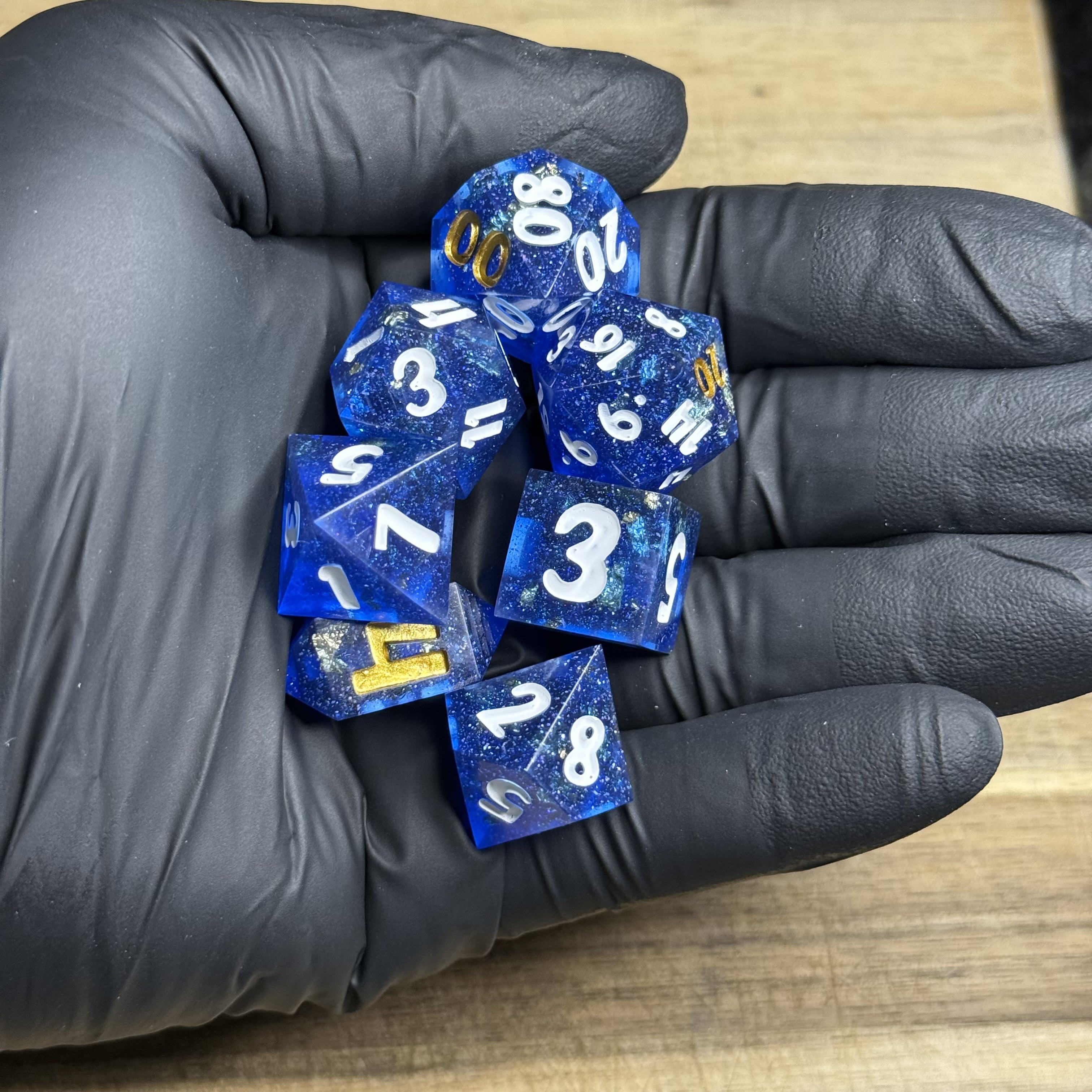 Gilded Cosmos | Blue Resin Dice Set