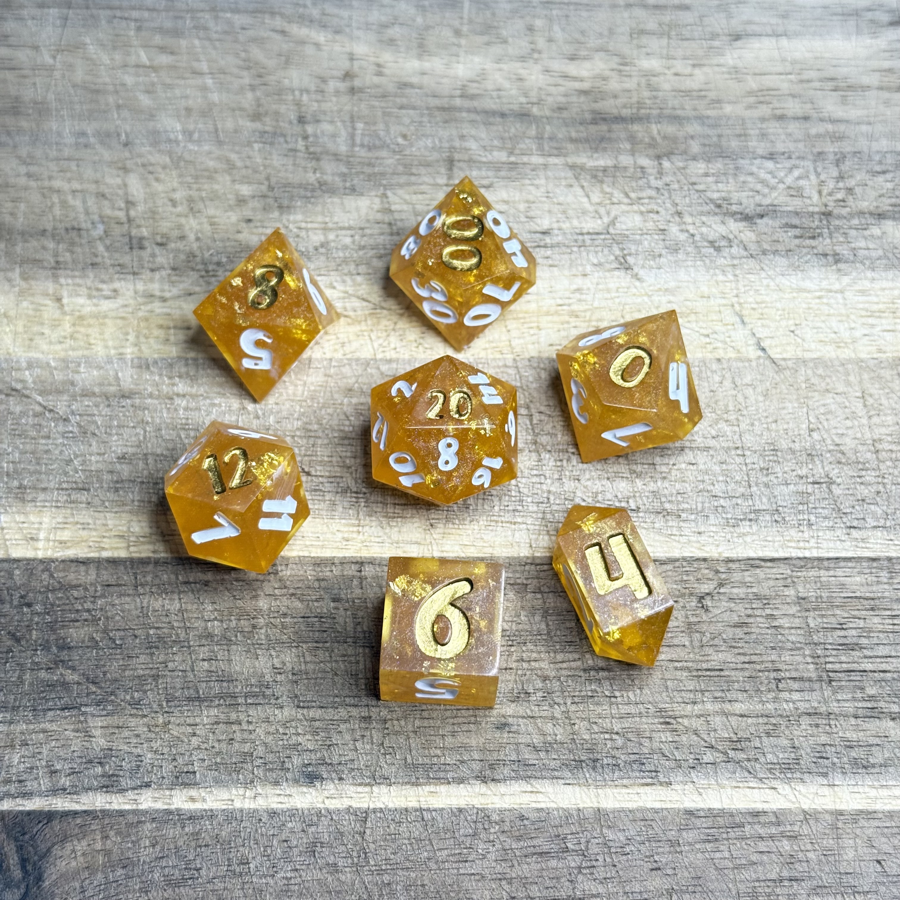 Gilded Honey | Amber Resin Dice Set