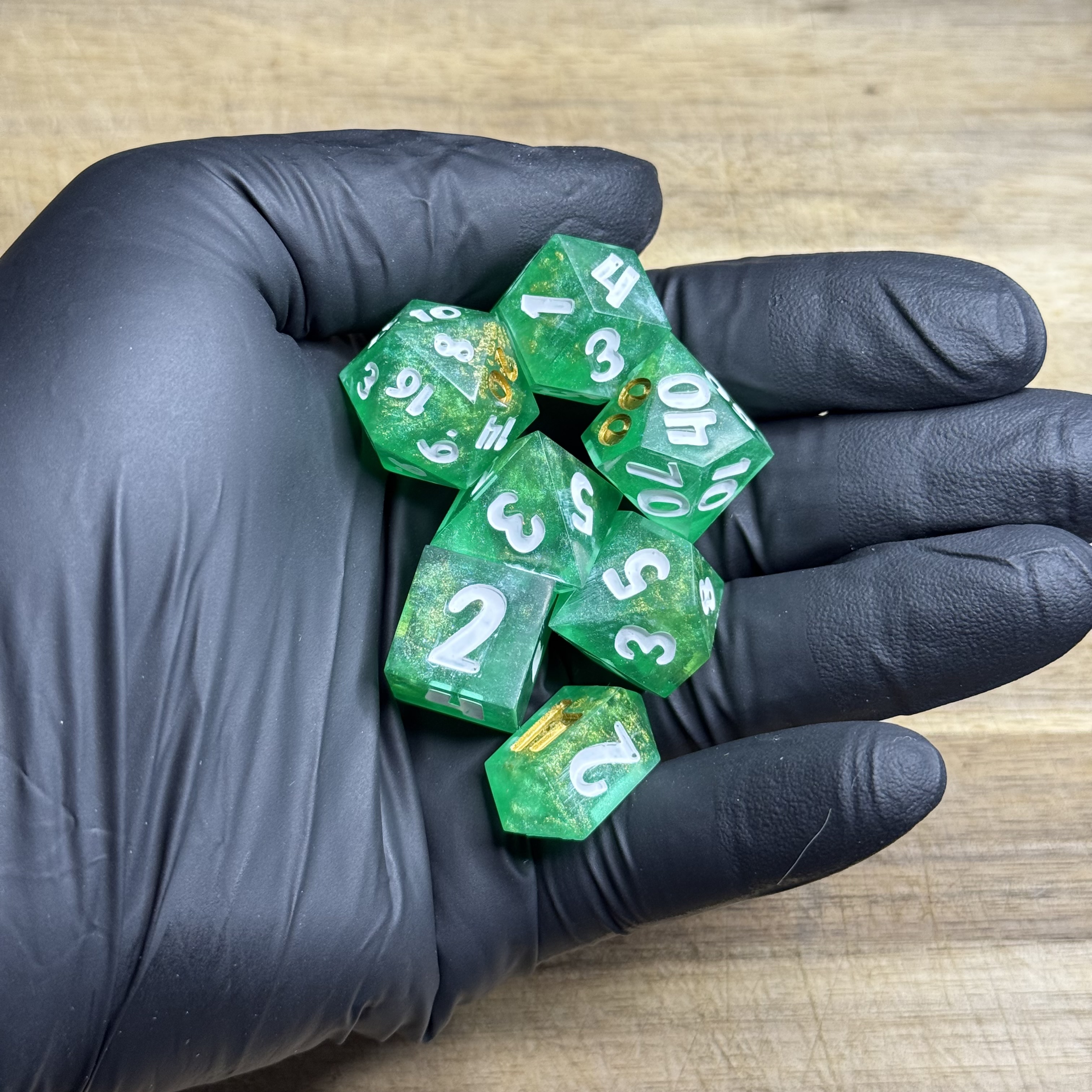 Gilded Verde | Green Resin Dice Set