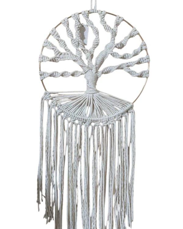 Handmade White Macrame Tree Multibranch 10" Ring