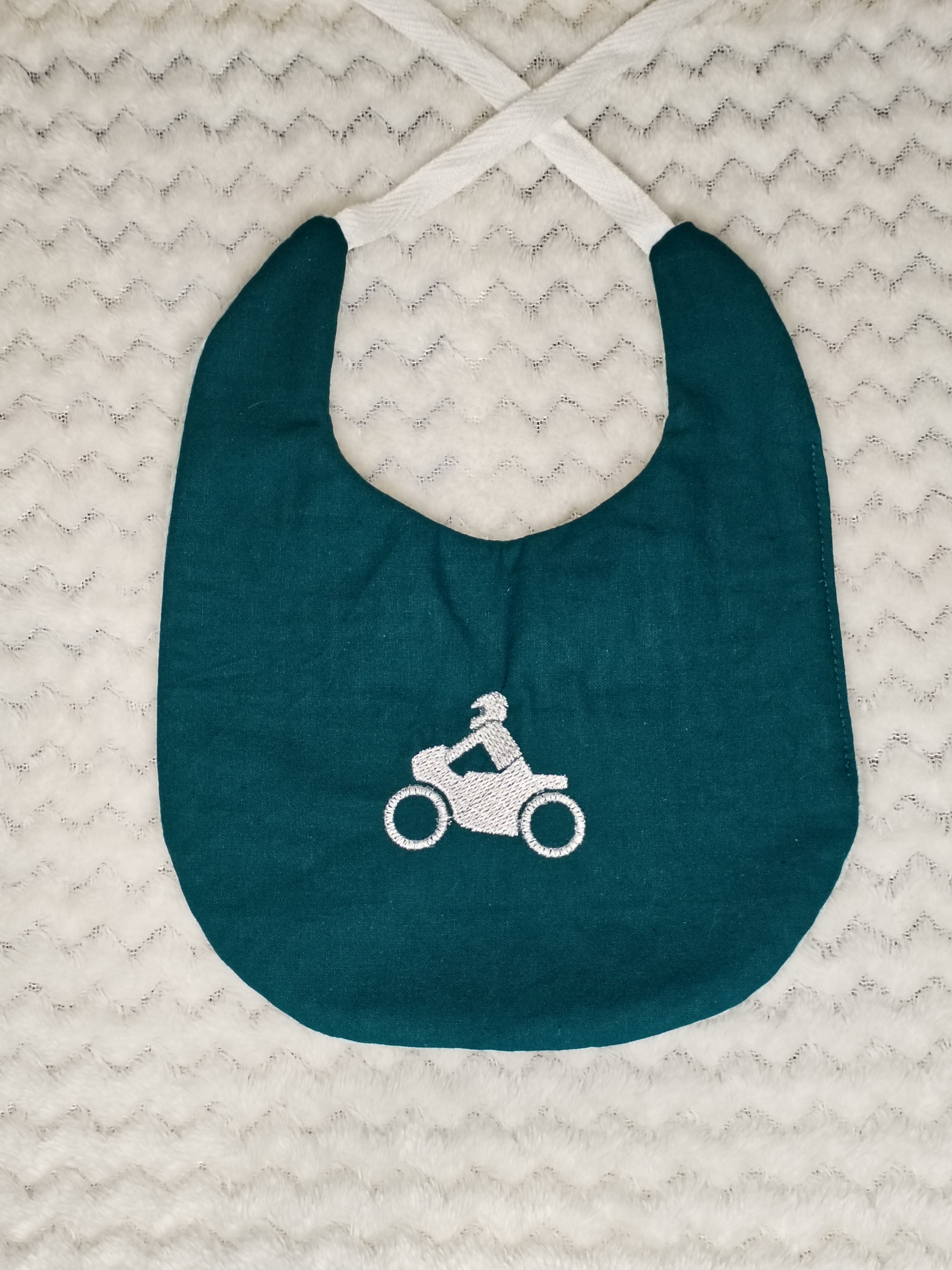 Bavoir moto bleu 