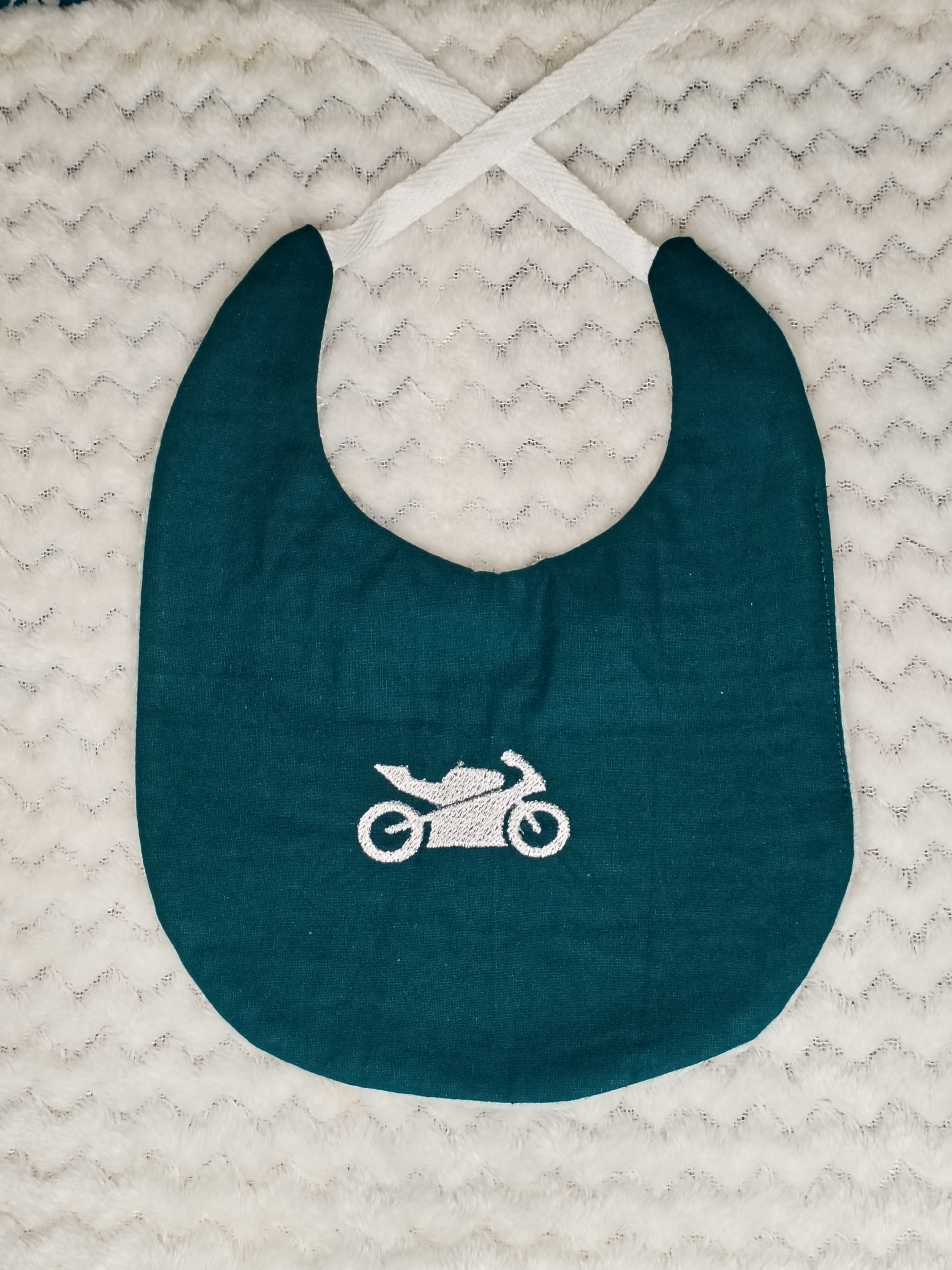 Bavoir moto bleu