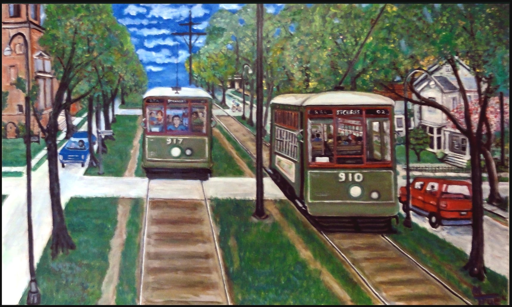 Street Cars Passing on St. Charles
