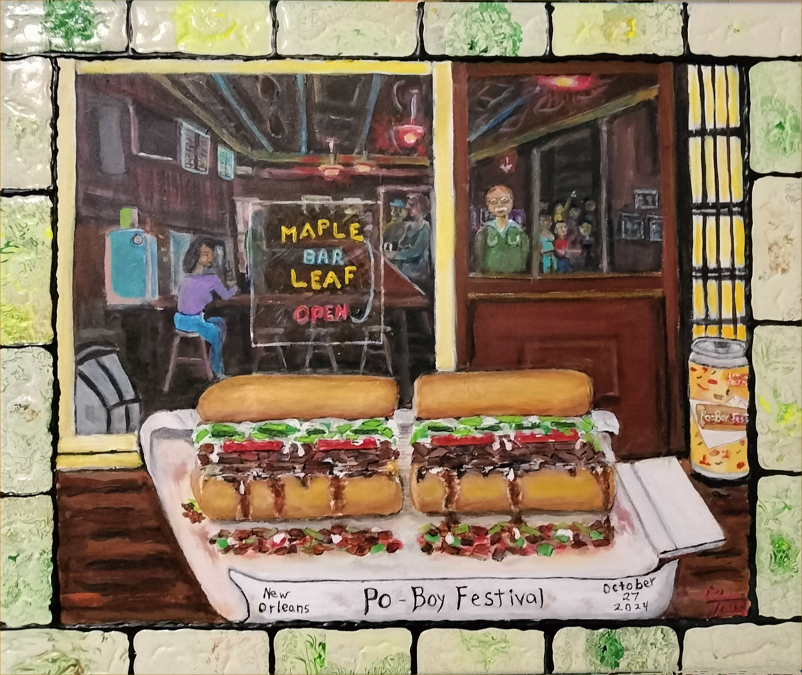 Commemorative Po-Boy Fest painting by M. True, 2024 edition