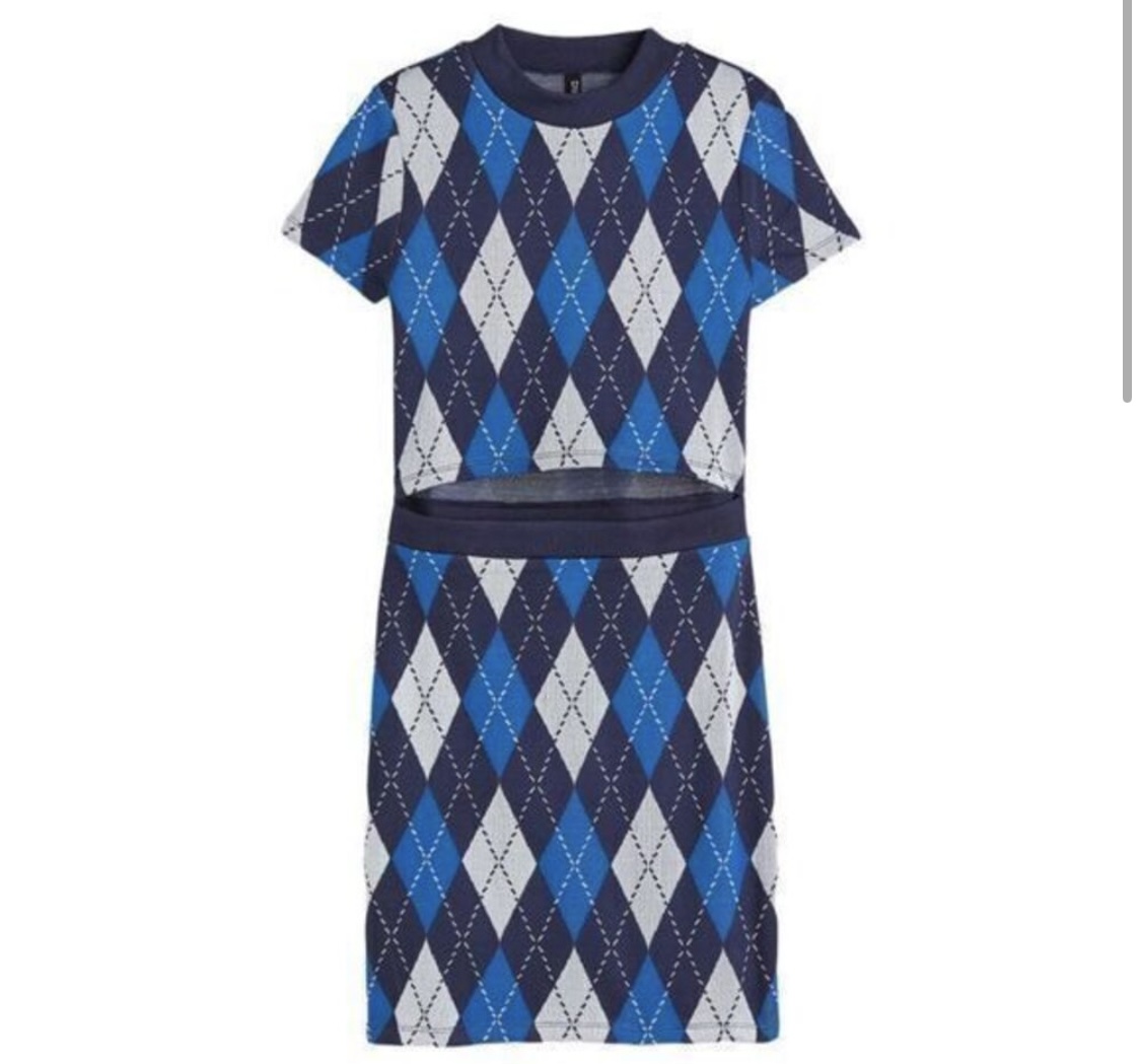 Blue Argyle Two-Piece Set