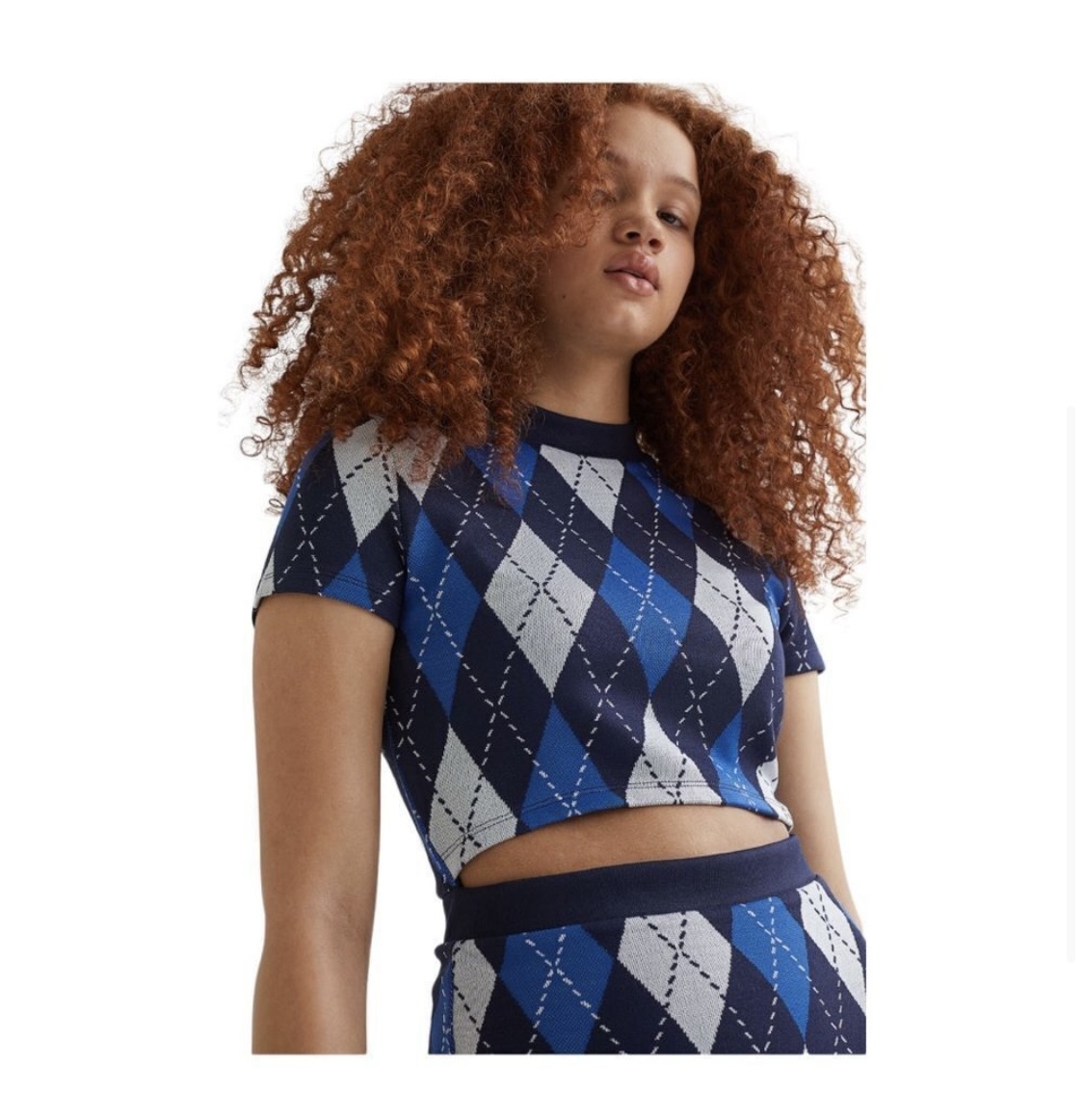 Blue Argyle Two-Piece Set