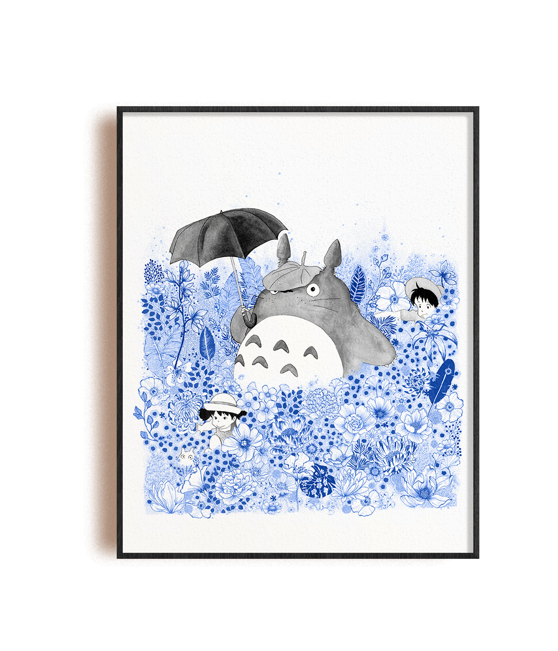 Totoro aux fleurs bleues
