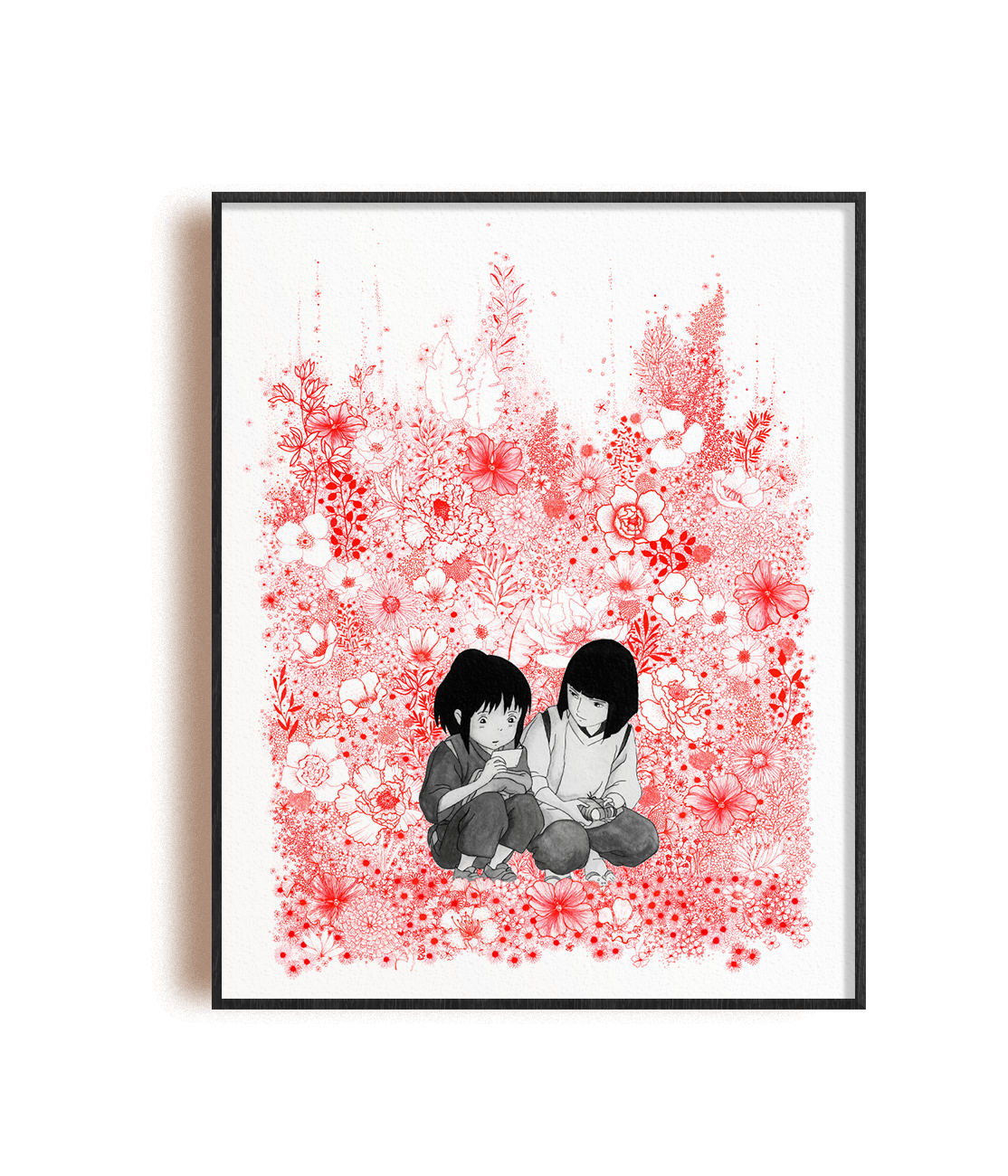 Chihiro aux fleurs rouges