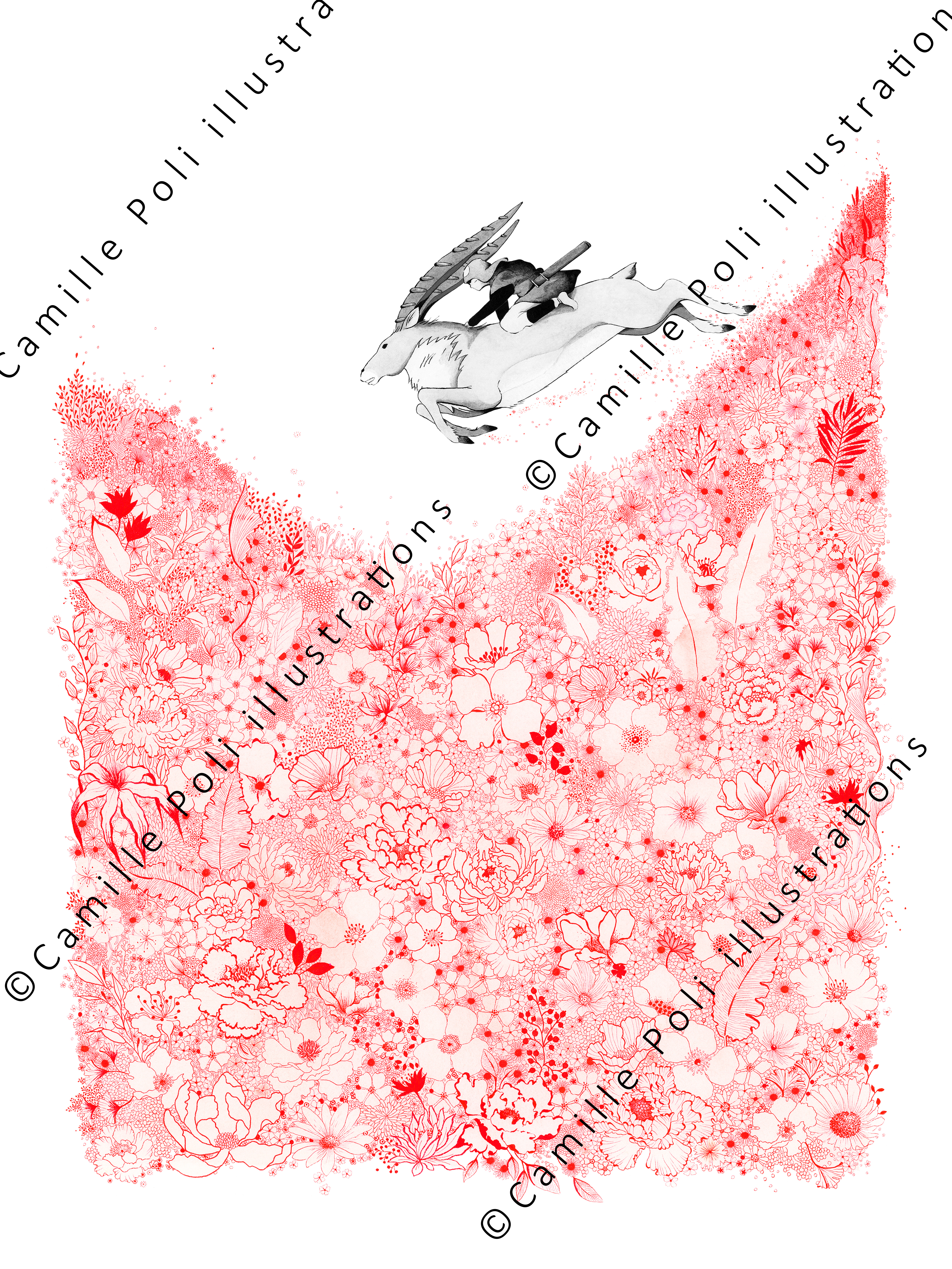 Mononoké aux fleurs rouges