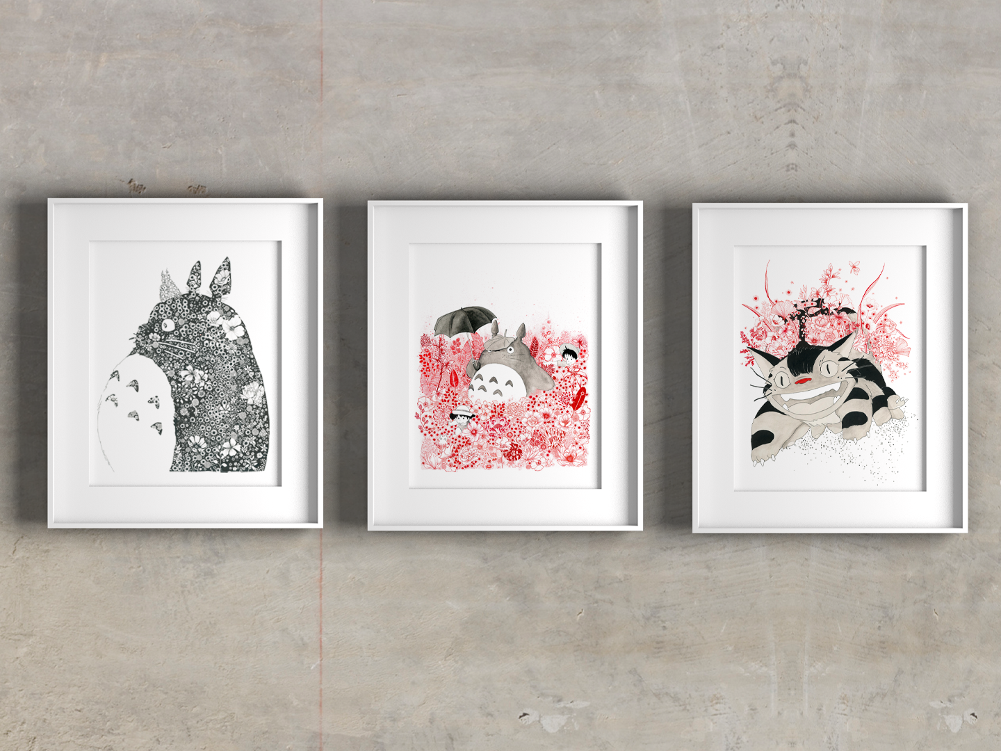 Totoro aux fleurs noires