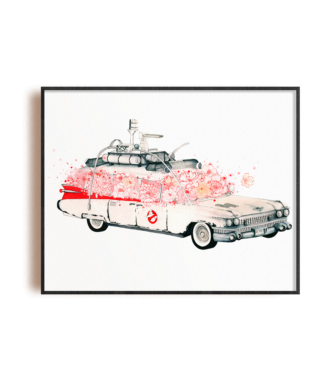 Ecto-1 aux fleurs rouges