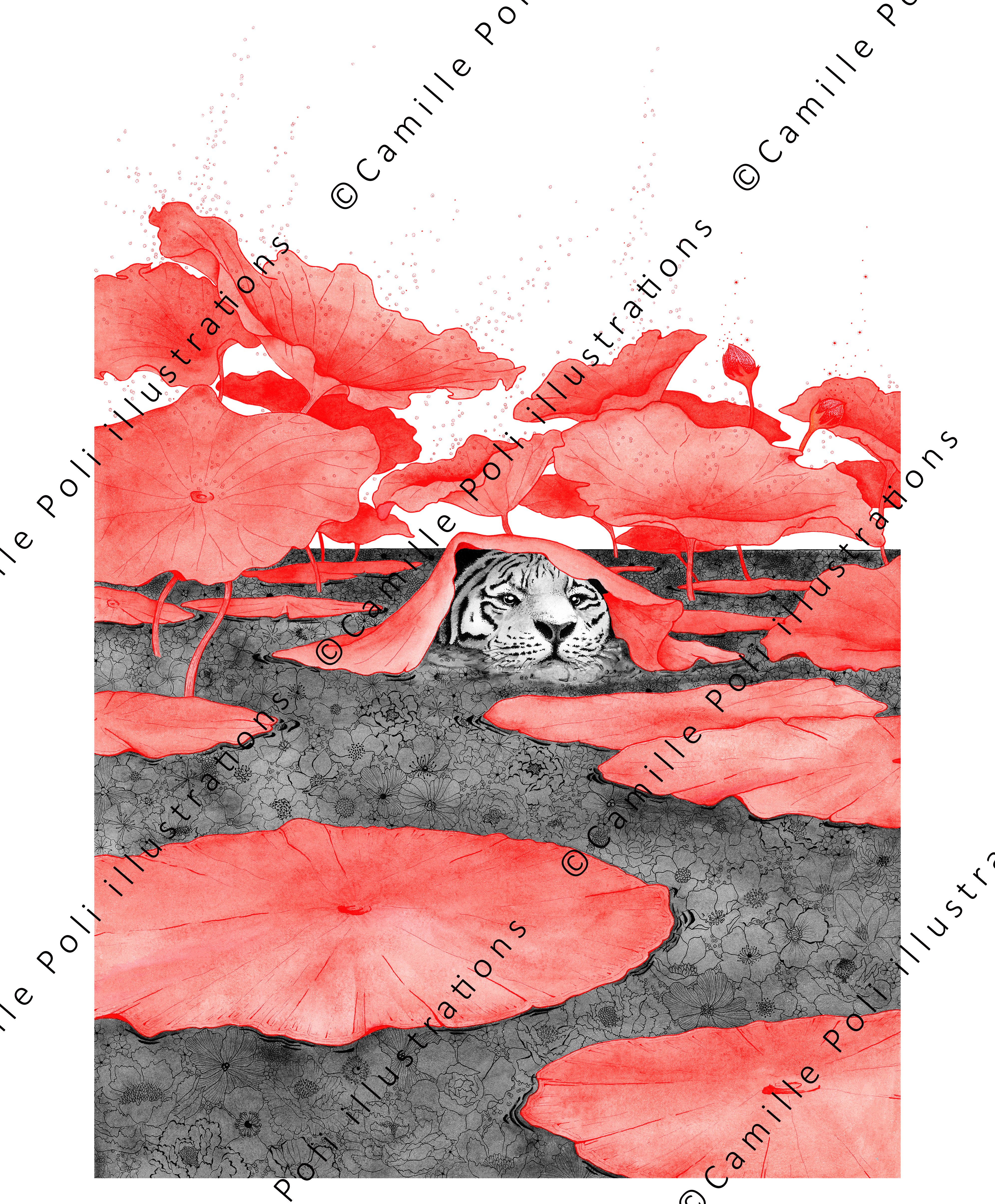 Tigre aux nénuphars