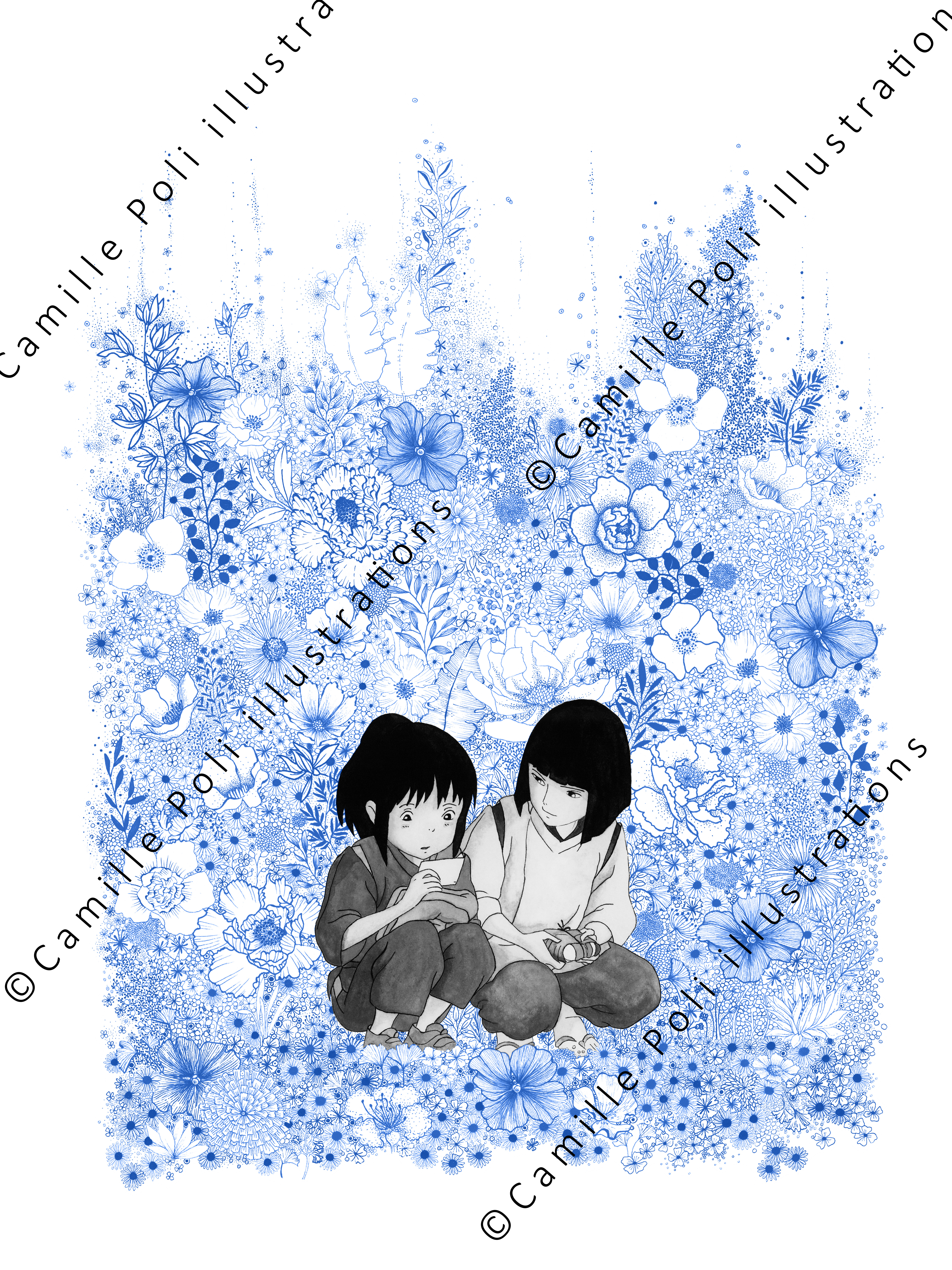 Chihiro aux fleurs bleues