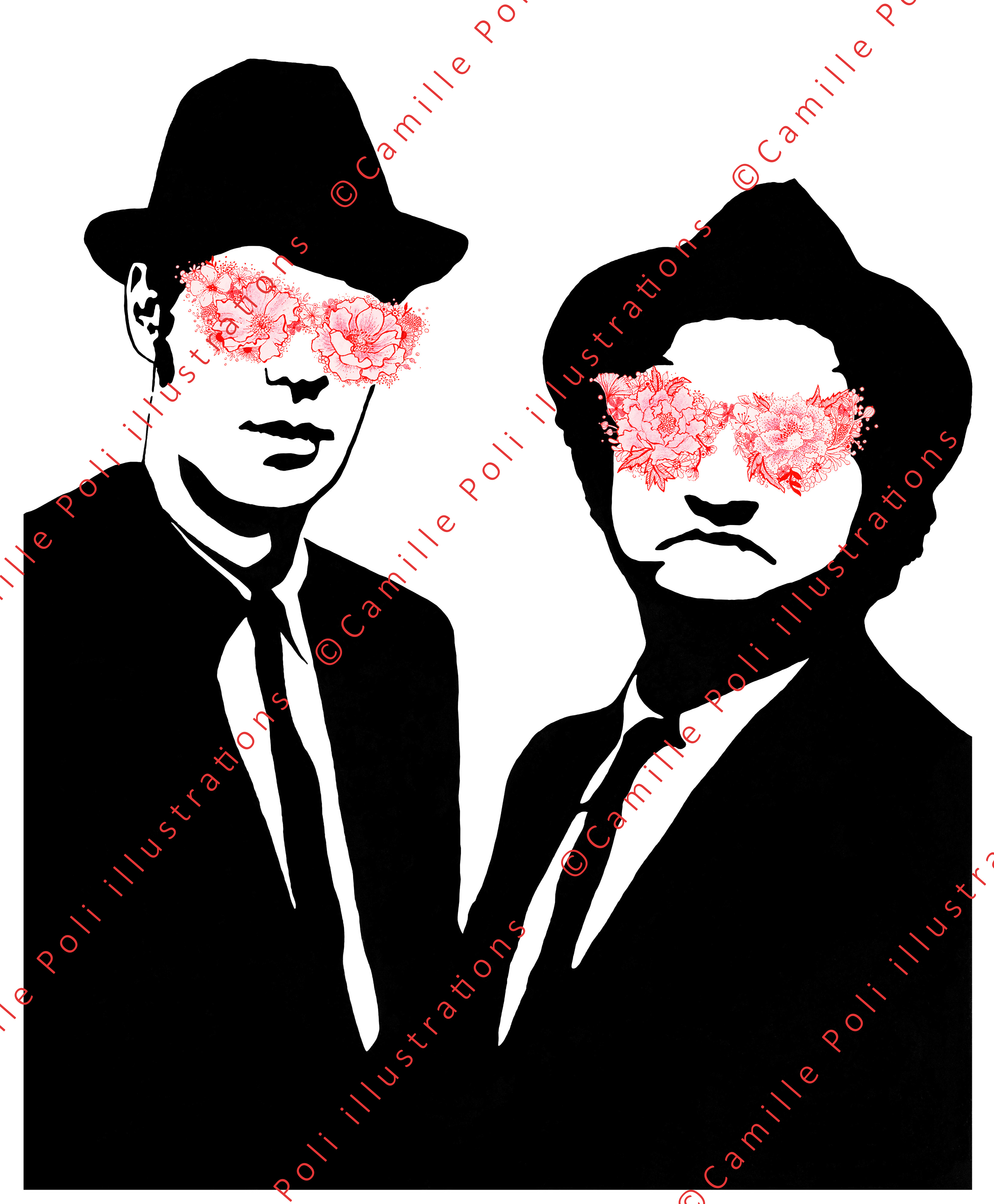 Blues Brothers aux fleurs rouges