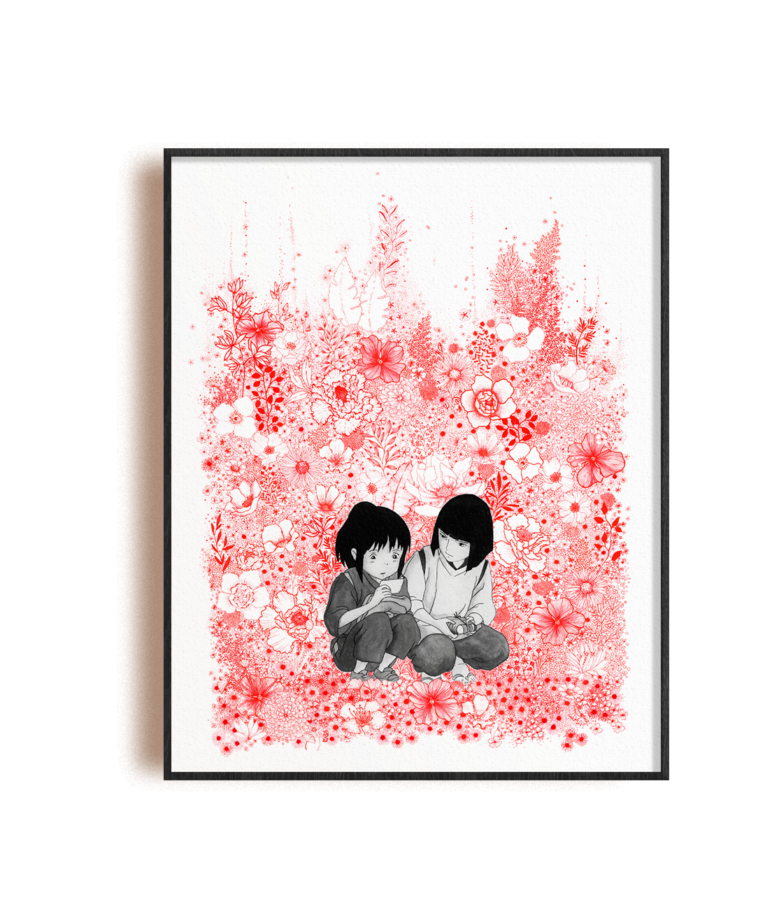 Chihiro aux fleurs rouges