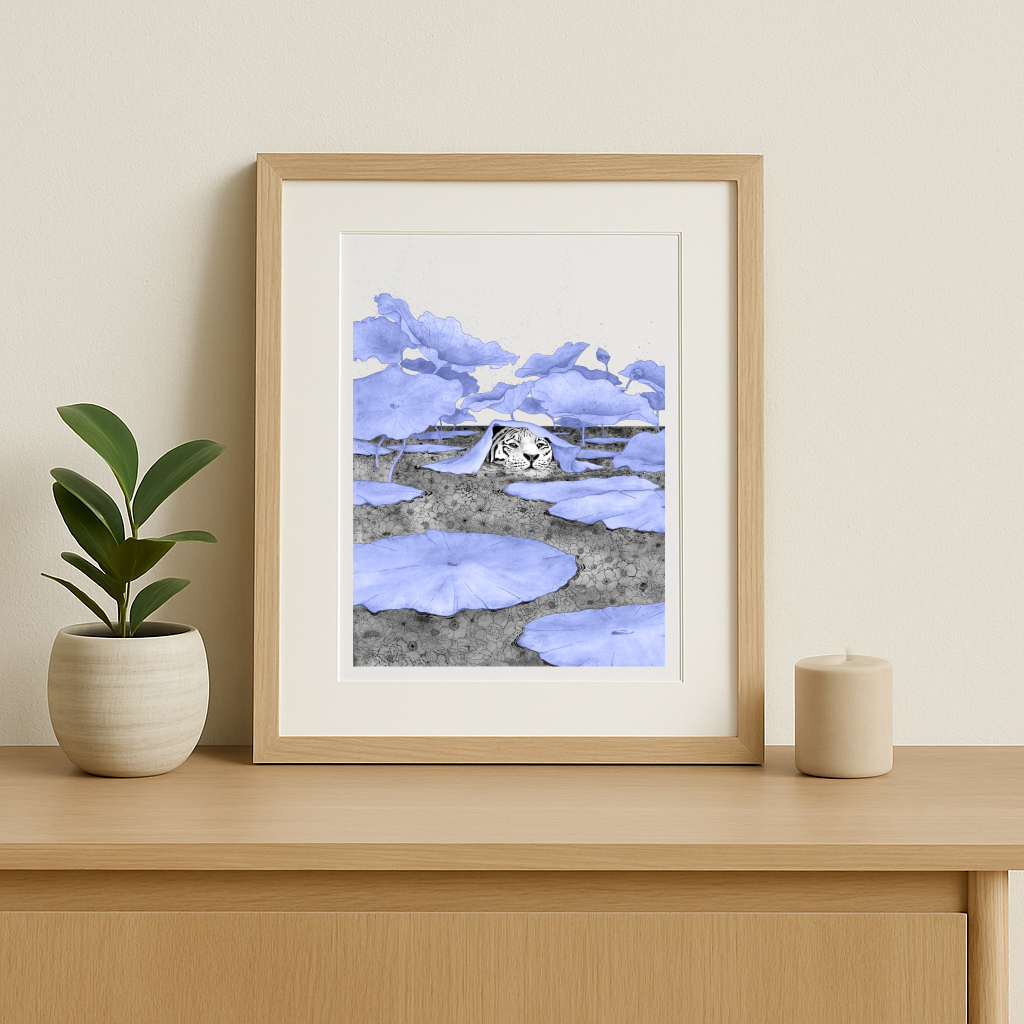 Tigre aux nénuphars bleus