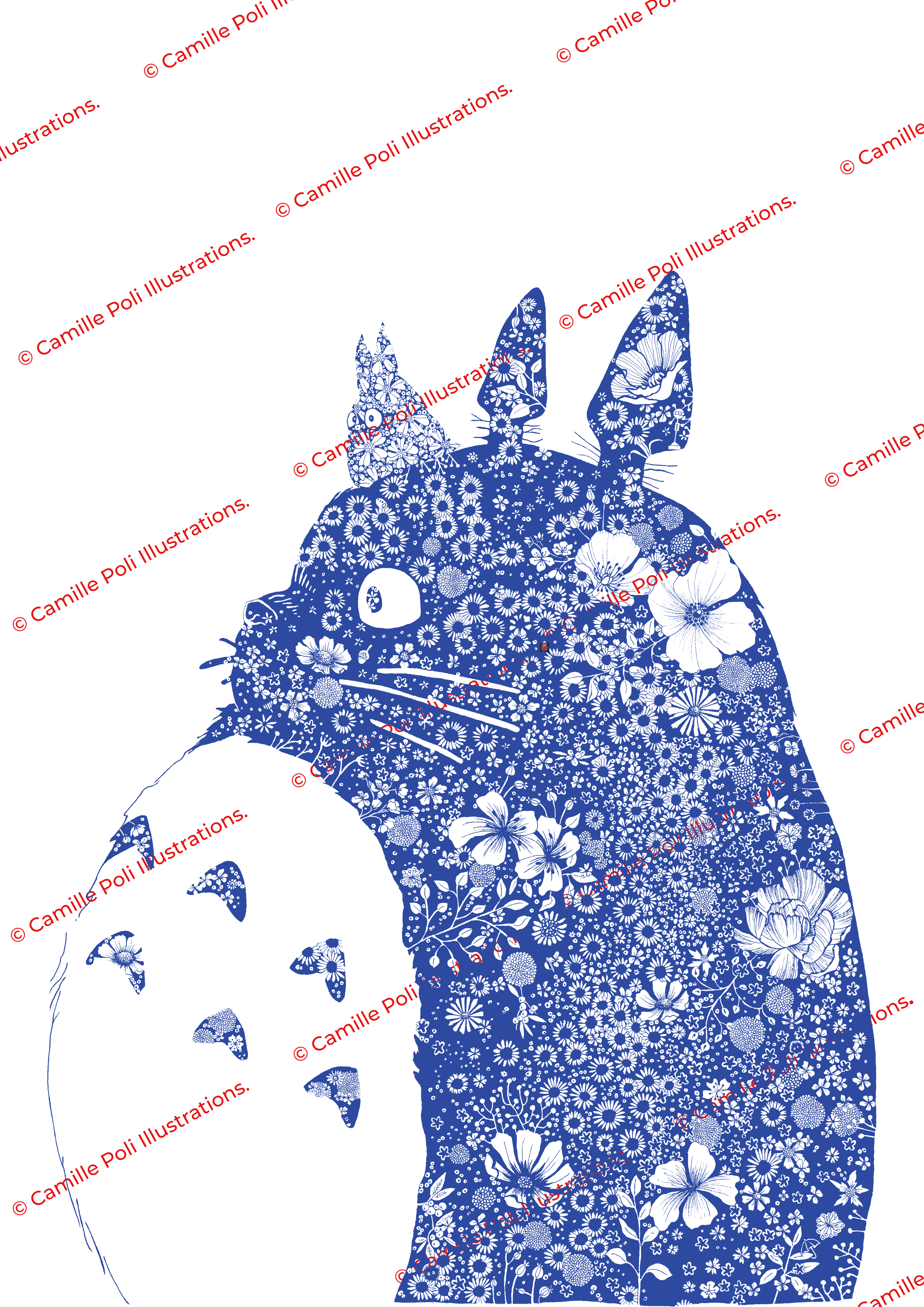 Totoro aux fleurs bleues