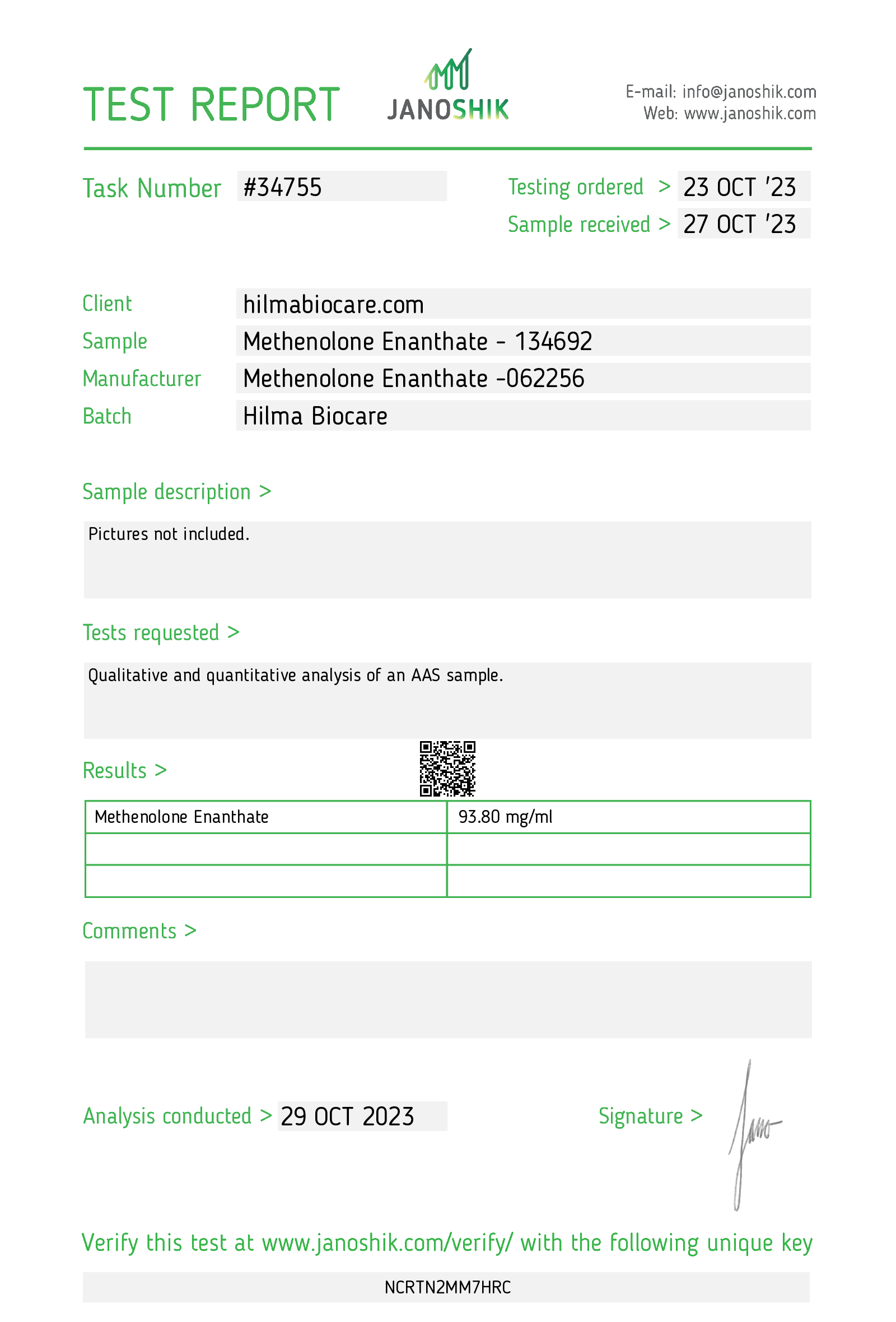 Methenolone Enanthate (Primobolan)