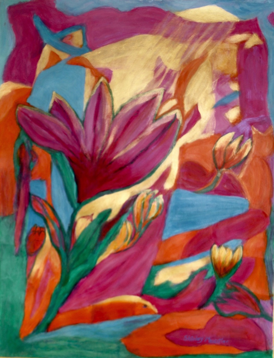 GOLDEN SUMMER GARDEN (framed)