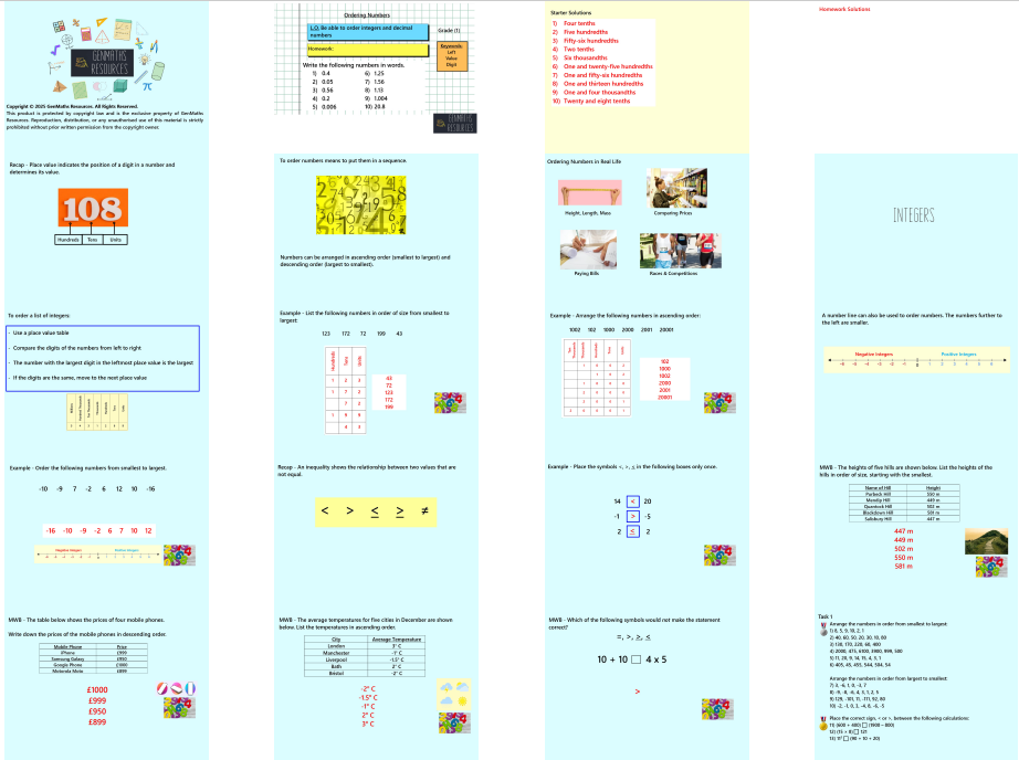 1.2 Ordering Numbers GCSE PowerPoint Lesson