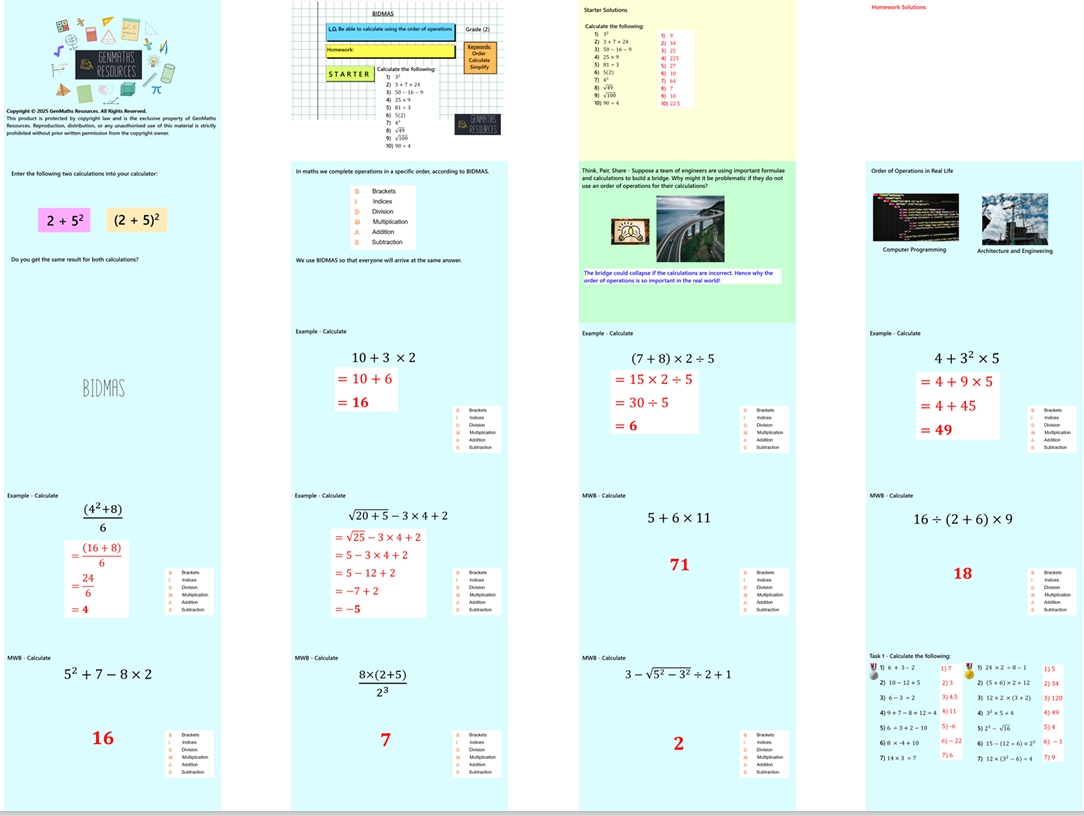 1.7 BIDMAS GCSE PowerPoint Lesson
