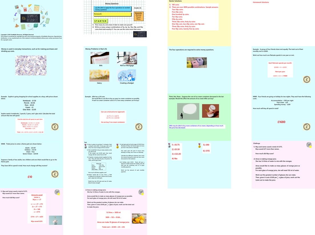 1.8 Money Questions GCSE PowerPoint Lesson