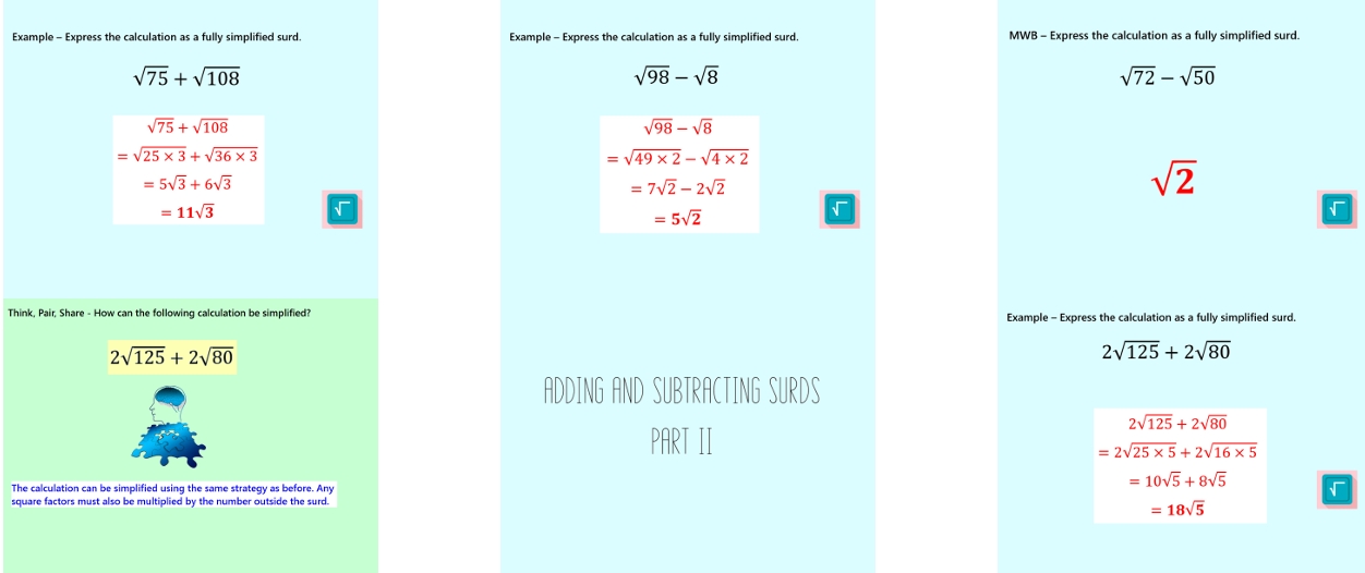 1.52 Surd Calculations GCSE Higher PowerPoint Lesson