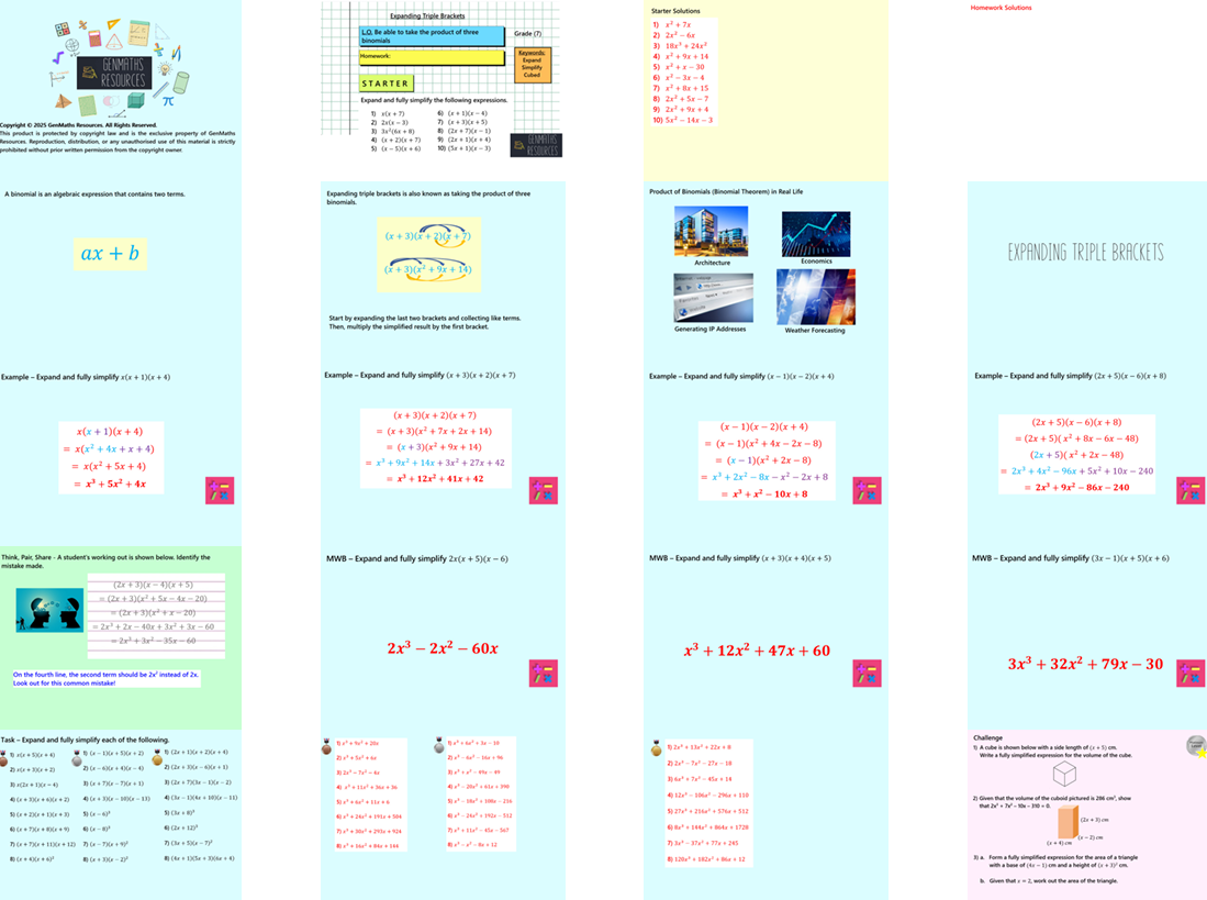 2.34 - Expanding Triple Brackets GCSE Higher PowerPoint Lesson