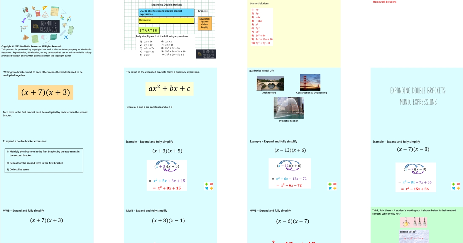 2.8 Expanding Double Brackets GCSE PowerPoint Lesson
