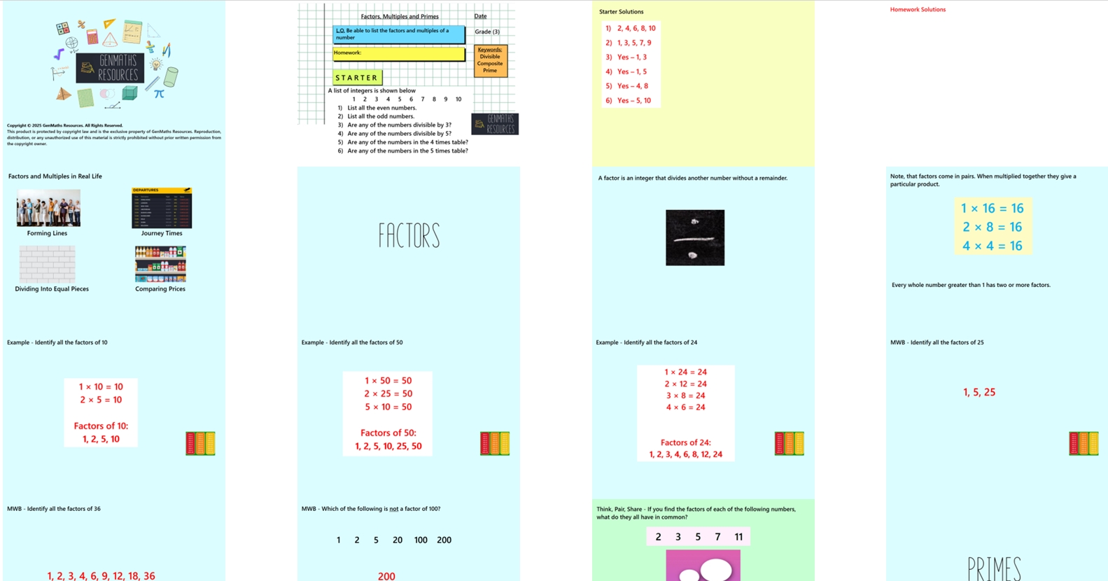 1.13 Factors, Multiples and Primes GCSE PowerPoint Lesson