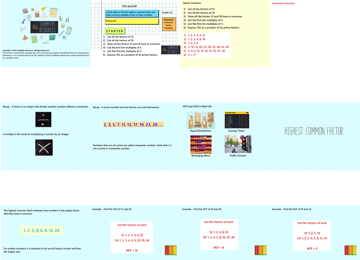 1.15 HCF and LCM GCSE PowerPoint Lesson