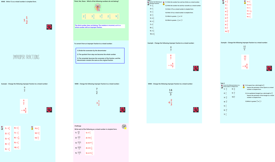 1.18 Mixed Numbers and Improper Fractions GCSE PowerPoint Lesson