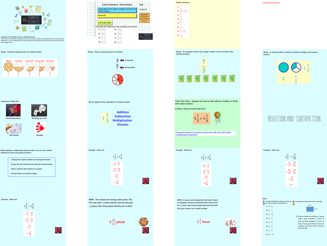 1.21 Fraction Mixed Number Operations GCSE PowerPoint Lesson