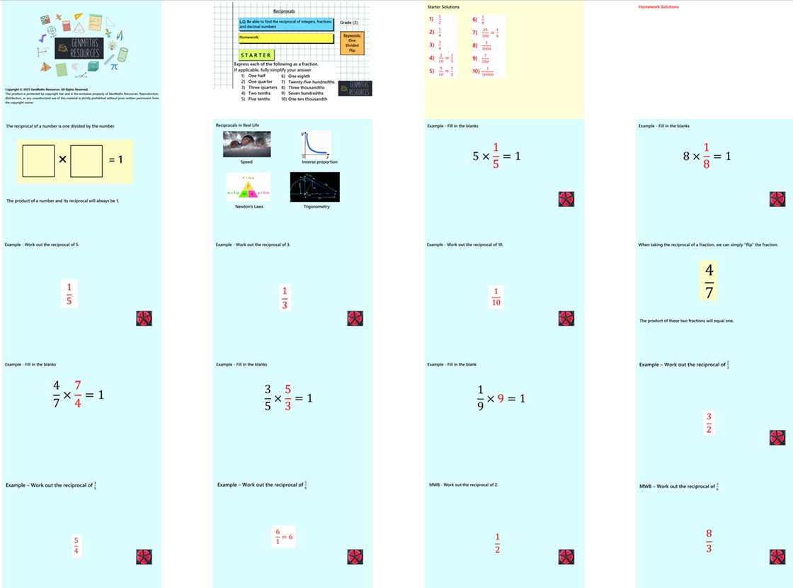 1.22 Reciprocals GCSE PowerPoint Lesson