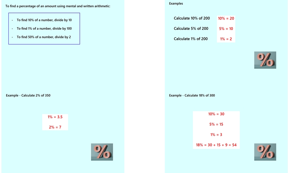 1.26 Percentages of Amounts (Non-Calculator) GCSE PowerPoint Lesson