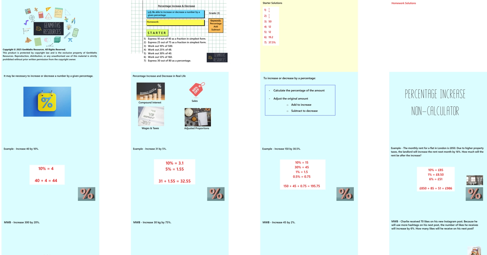 1.27 Percentage Increase and Decrease GCSE PowerPoint Lesson