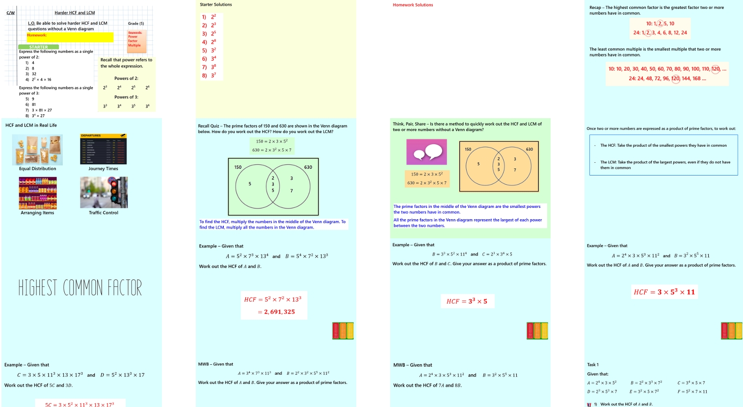 1.16 Harder HCF and LCM IGCSE PowerPoint Lesson