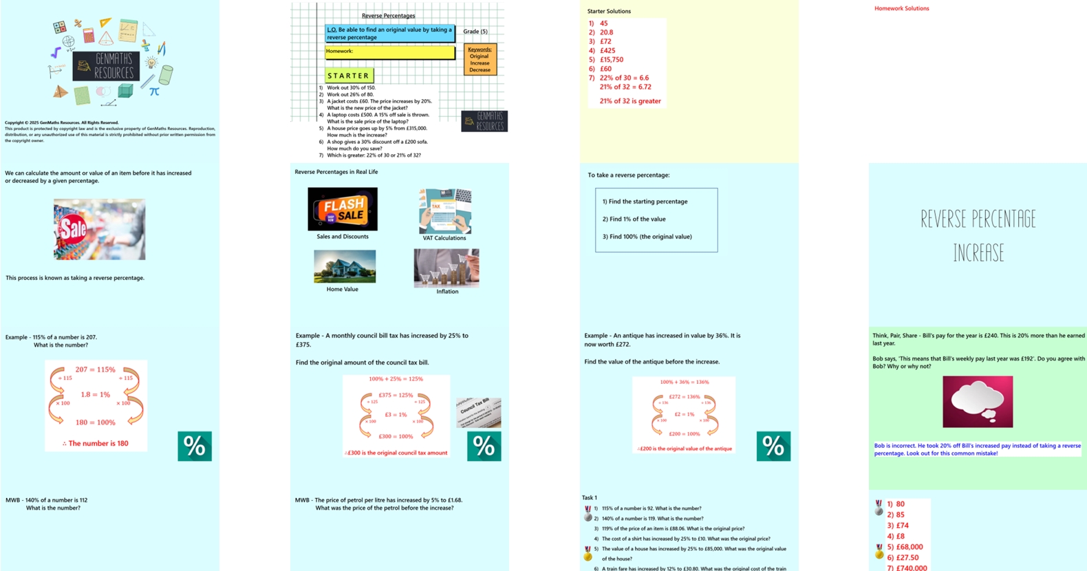 1.30 Reverse Percentages GCSE PowerPoint Lesson