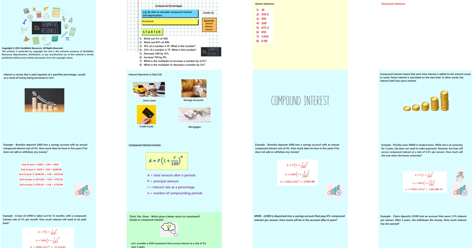 1.32 Compound Percentages GCSE PowerPoint Lesson