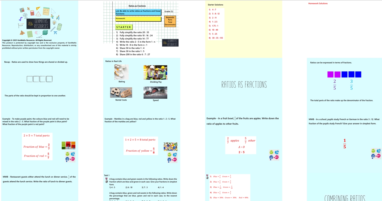 1.41 Ratios as Fractions & Combining Ratios GCSE PowerPoint Lesson