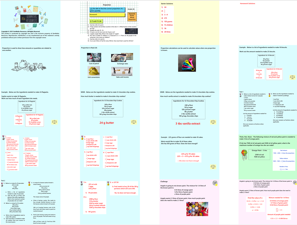 1.42 Proportion Ingredient GCSE PowerPoint Lesson