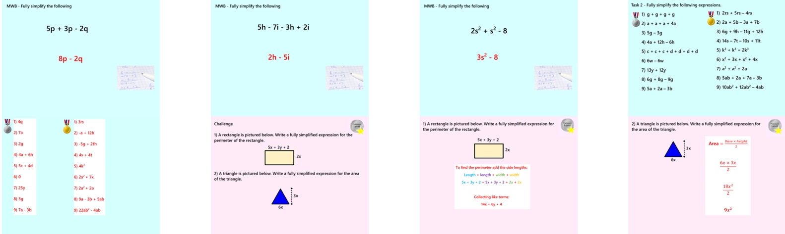 2.2 Simplifying Algebra & Collecting Like Terms GCSE PowerPoint Lesson