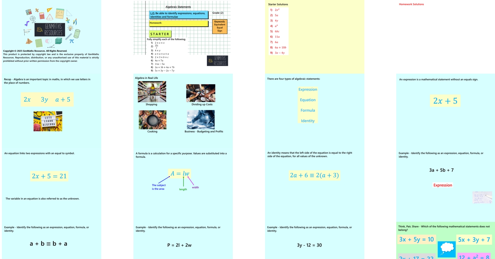 2.3 Algebraic Statements GCSE PowerPoint Lesson