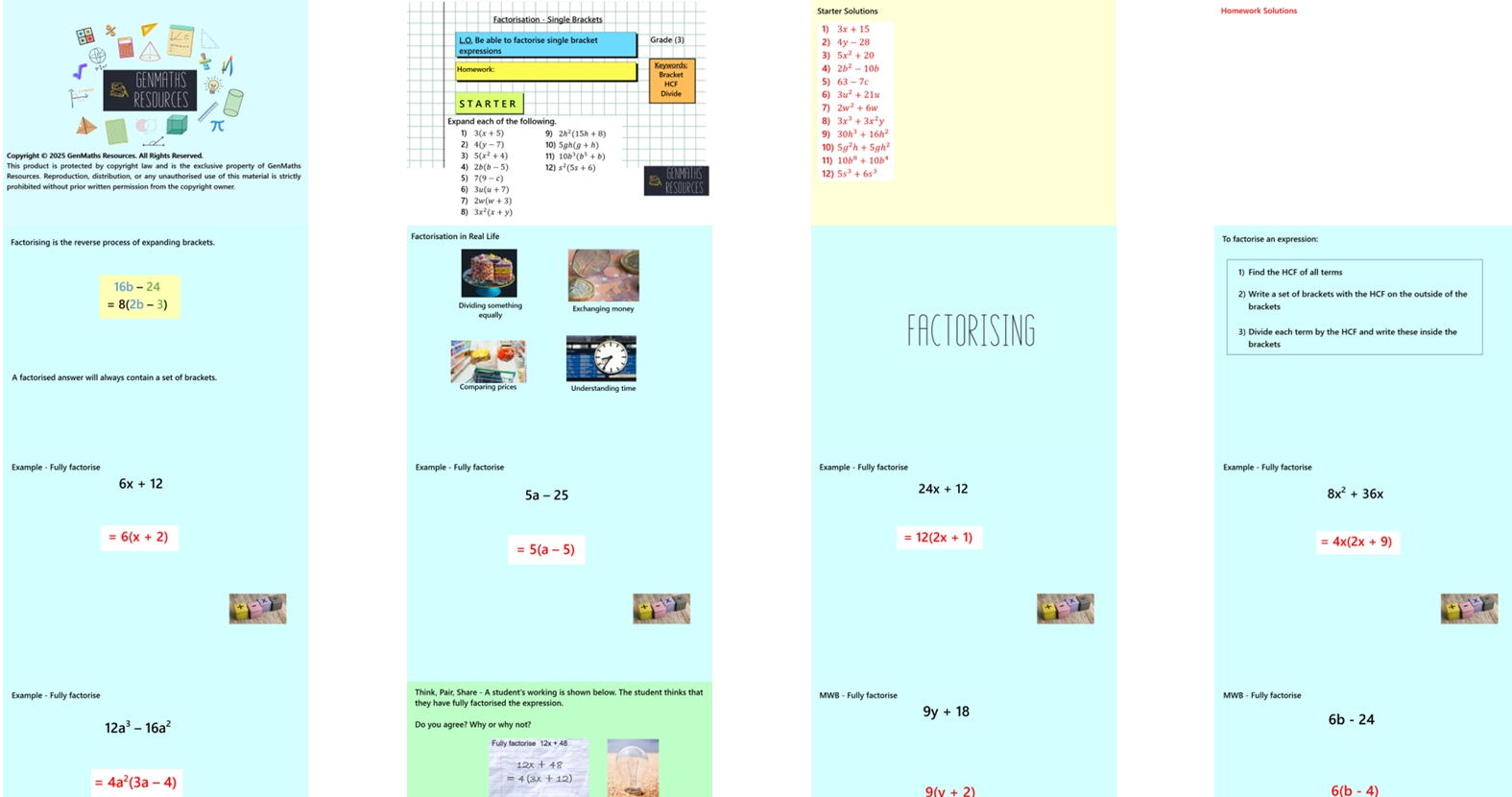 2.7 Factorising Single Brackets GCSE PowerPoint Lesson