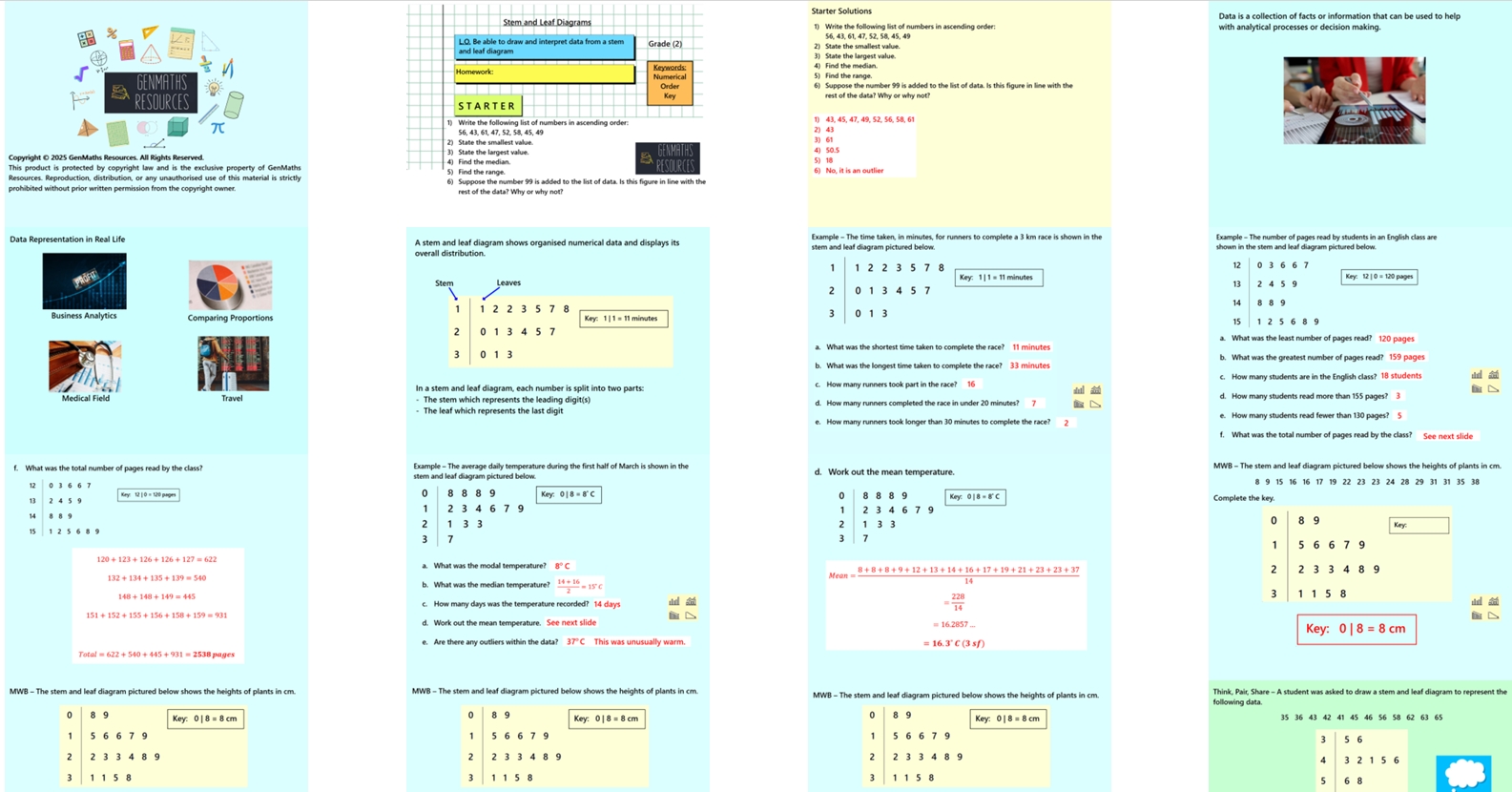 4.13 Stem and Leaf Diagrams GCSE PowerPoint Lesson