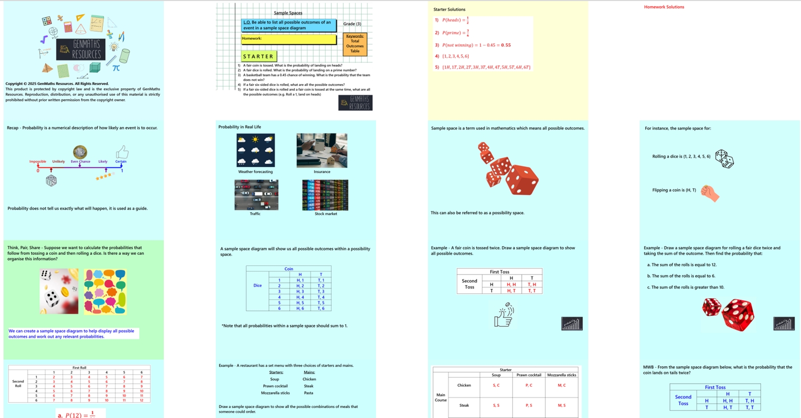 4.6 Sample Space Diagrams GCSE PowerPoint Lesson